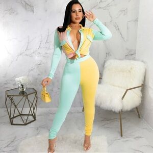 Diva Boutique Arriving Late Pants Set Yellow NWOT